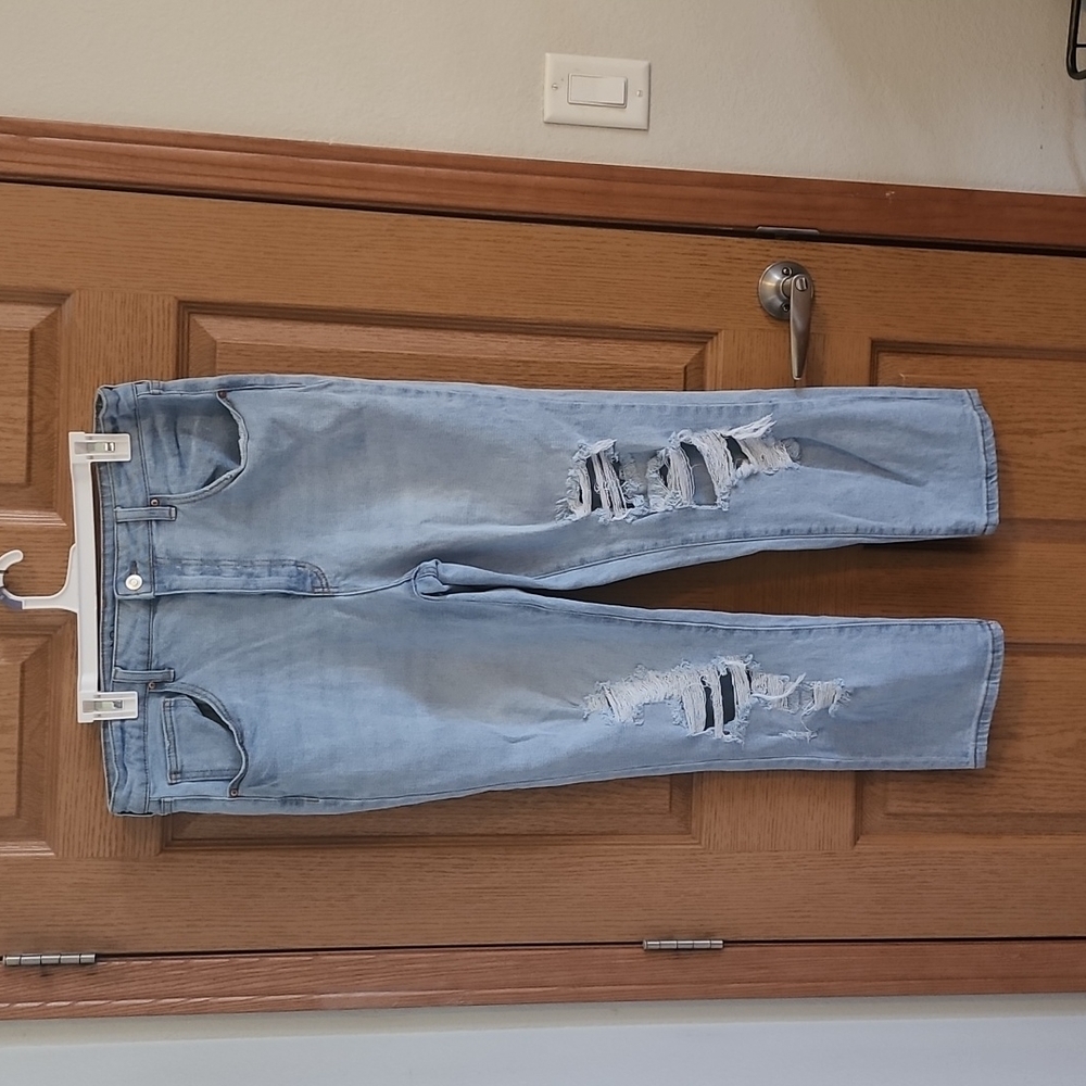 No Boundaries High Waisted Junior Jeans, Destroyed, Distressed, Size 17